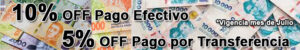 Descuentos pago en efectivo o transferencia bancaria
