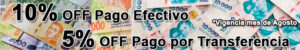 Promociones y descuentos por pago en efectivo y transferencia bancaria
