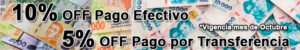 Promociones y descuentos por pago en efectivo y transferencia bancaria
